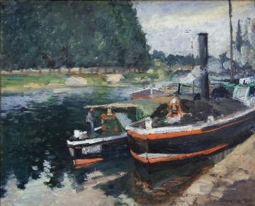  Hut Malerei - Lastkähne auf pontoise 1872 Camille Pissarro